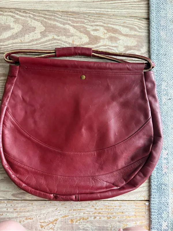 Vintage Red Leather Tote Bag - Image 3