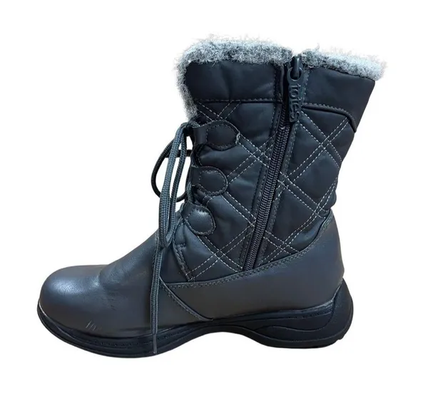 Totes Women's Size 6 Faux Fur Quilted Winter Snow Boots Lace Up Zipper Lined - Image 11