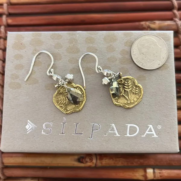 Silpada Bronze and Sterling Silver Coin Dangle Earrings - Image 5