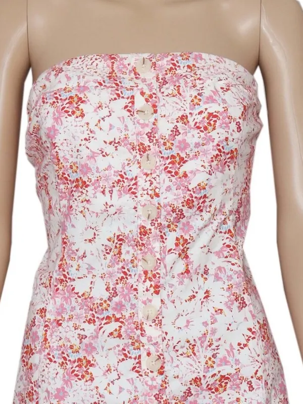 NWT Free People Tomas Mini Dress Floral Printed Strapless Smocked L $128 - Image 5