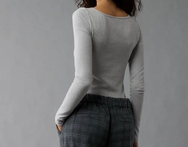 American Eagle Plush Long-Sleeve Scoop Neck Bodysuit - Image 3