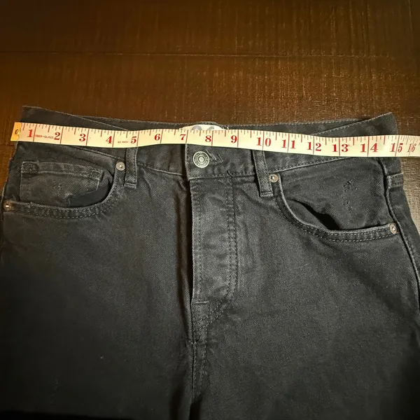 Free People We The Free Black‎ Distressed High Rise Straight Leg Jeans 26 Button - Image 4