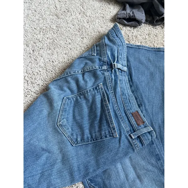 Straight Leg Blue Jeans Paige Troy Boy Medium Wash Denim Pants - Image 5
