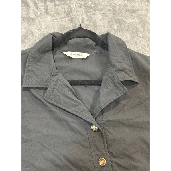 8 Seconds Shirt Dress Womens Gray Short Sleeve Belted Utility Cotton Blend M - Image 3