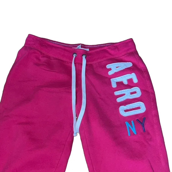 Y2K Aeropostale NY Low Rise Cropped Capri Sweatpants‎ Medium Baggy Pink Retro - Image 2