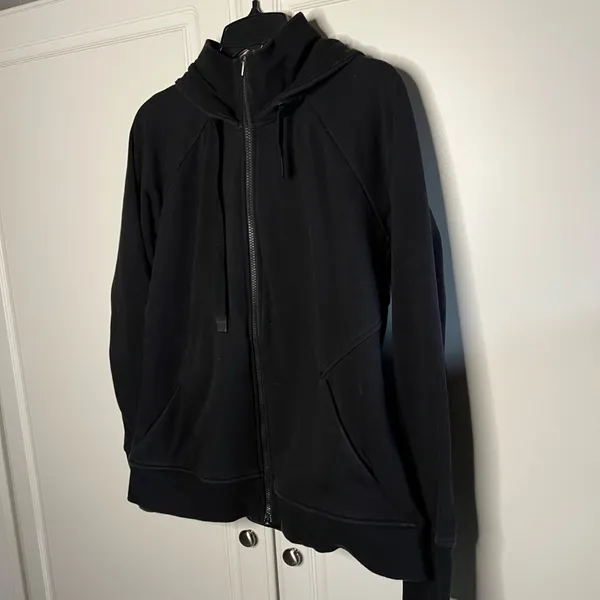 Athleta Triumph Hoodie Black Size Large Fleece Lined Full Zip - Image 4