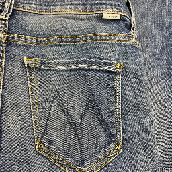 MOTHER Insider Crop Step Fray Jeans Not Rough Enough Wash Stretch Denim Size 25 - Image 13