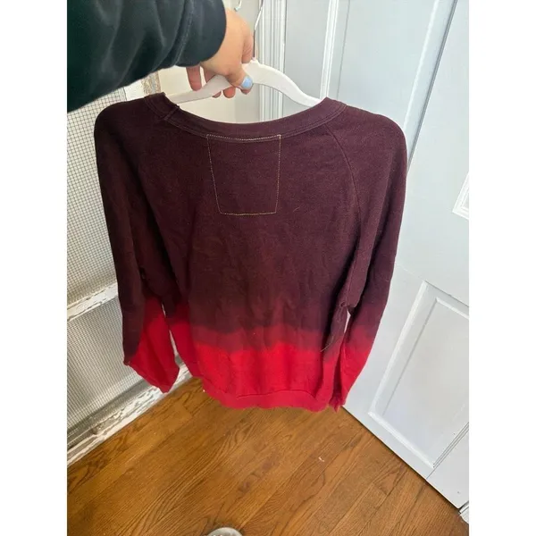 Aviator Nation Dip Dye Red Ombre Fade Rainbow Crewneck Sweatshirt women's xxl - Image 3
