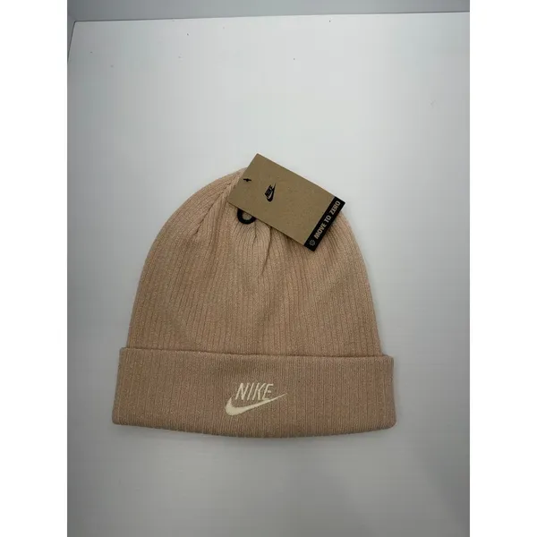 Nike Sportswear Cuffed Beanie Adult Unisex Shimmer Blush Pink Metallic Logo NWT - Image 3
