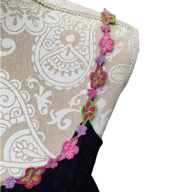 Whimsigoth Betsey Johnson Y2K Swiss Dot Slip Dress Pink Flowers NWT M - Image 8