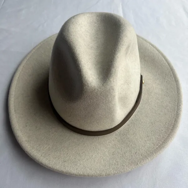 Free People Wythe in French Vanilla Leather Band Boho Festival 100% Wool Hat - Image 3