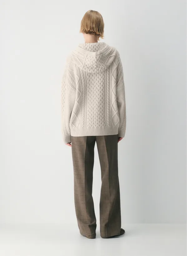 Aritzia Sunday Best Octavia Zip Hoodie Cable Knit Cream Wool Sweatshirt - Image 3