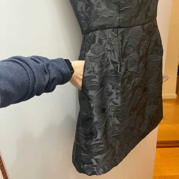Lulus *NWT* Black Jacquard Satin Off-The-Shoulder Dress - Image 3