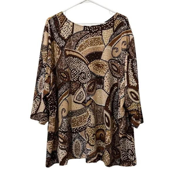 Maggie‎ Barnes Tunic Top Women Size 4X Sequin Stretch Embellished Art Classic - Image 2