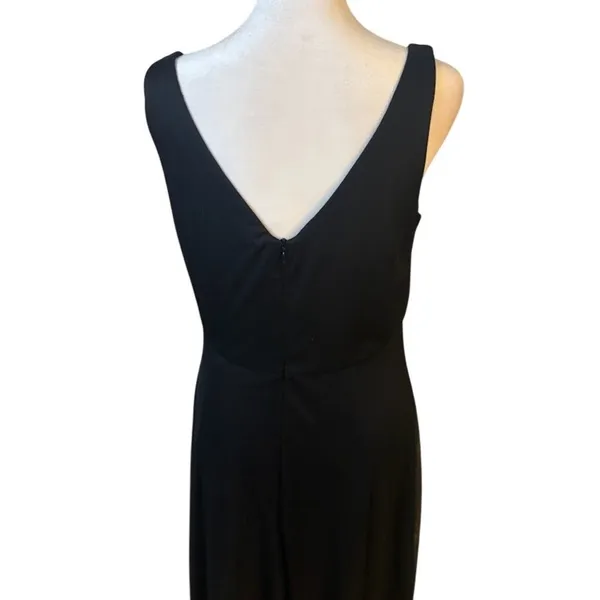 Alex Evenings Gown Women 10 Black Excellent Knot Front V-Neck Chiffon Maxi Dress - Image 7