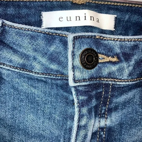 Eunina Nikki High Rise Skinny Cigarette Dark Wash Raw Hem Size 7/28 #200 - Image 4