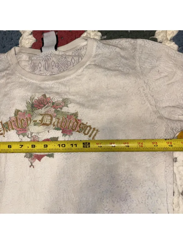 Vintage Y2K Harley-Davidson Floral “Live to Ride” Woman’s Medium Open Road Tee - Image 7
