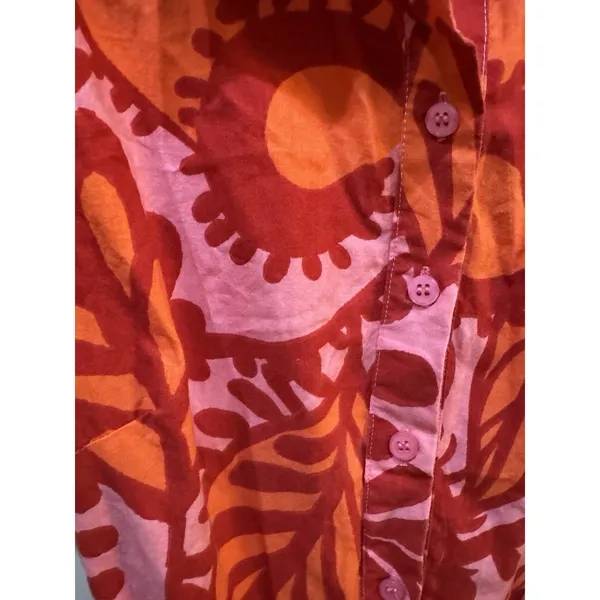 Kings Road Belted Tiered‎ Mini Dress Block Print Pink Red Size Small Shirtdress - Image 4