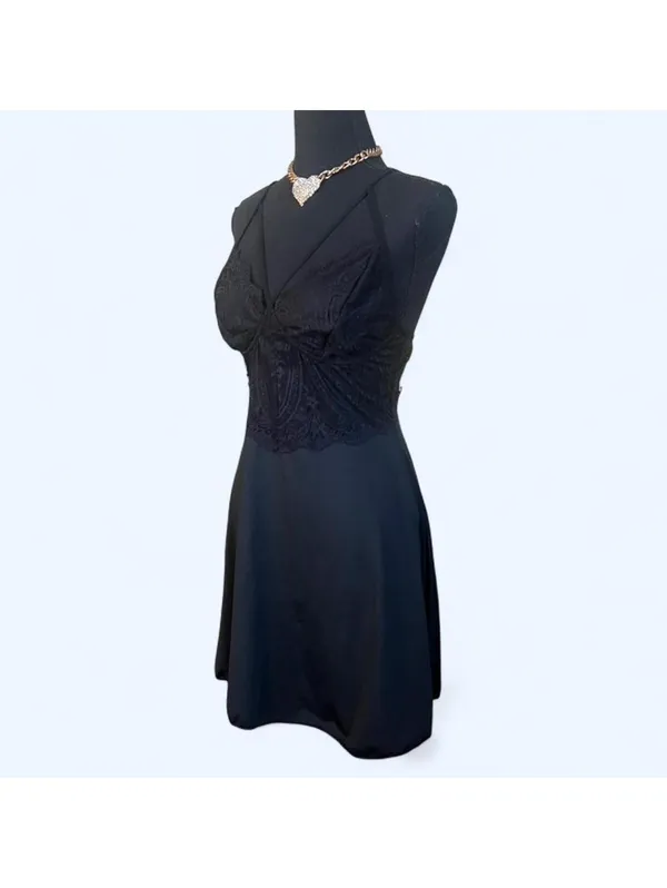 American Vintage Coquette Fairycore Lace Bustier Slip Dress Mini Goth Y2K size small 🖤 - Image 5