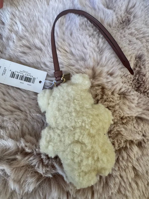 NWT Coach Bear Puffy Bag Charm In Shearling CDD52 - Image 7