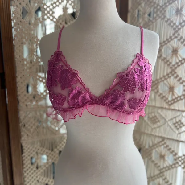 Free People Floral Lace Pink Bralette - Image 4