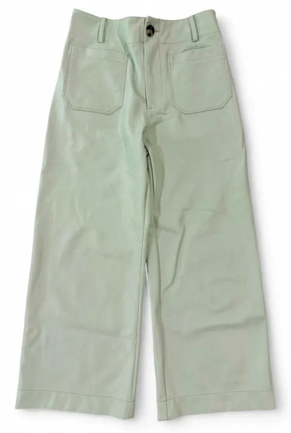 Maeve by Anthropologie The Colette Wide Leg Crop Faux Leather Edition Mint 27P - Image 6