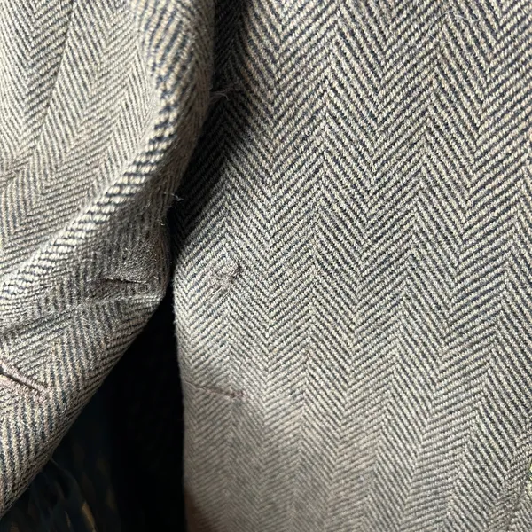 Soft Surroundings brown black herringbone metallic velvet accent coat wool small - Image 3