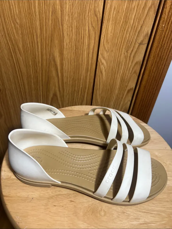 CROCS Women's White Triple-Strap Sandals - Image 4