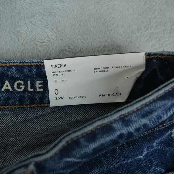 American Eagle Denim Shorts‎ 0 (28x2) High Rise Shortie Stretch Raw Hem Booty - Image 5