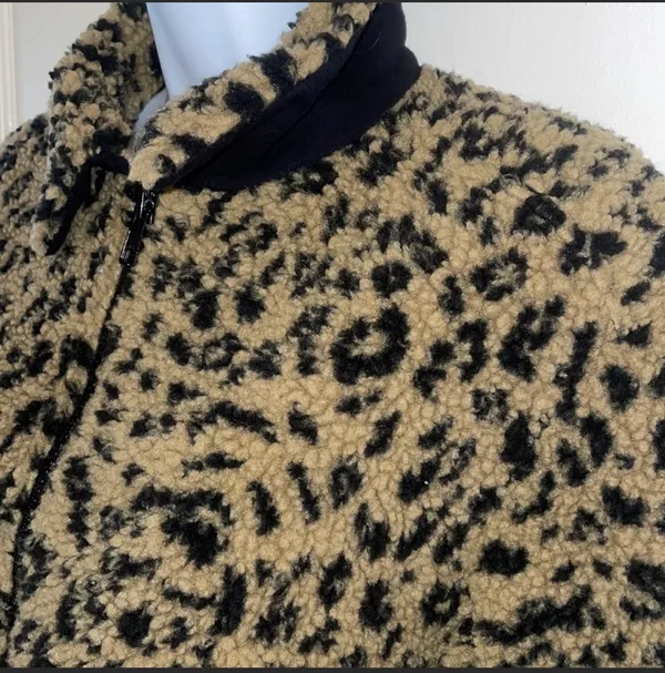Leopard Print Teddy Jacket Brown And Black XS - Image 4