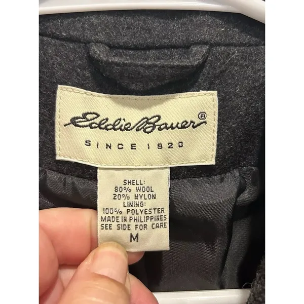 Eddie Bauer Womens Charcoal Gray Flannel Wool Blend 3-Button‎ Blazer Jacket Sz M - Image 8