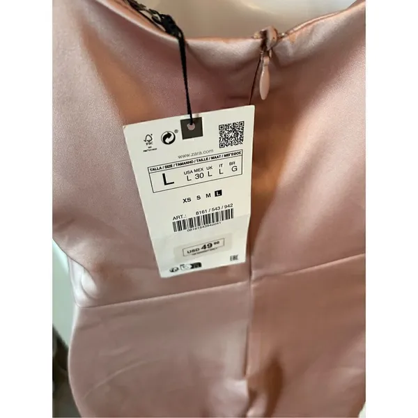 Zara pink cut out dress silk like material size large - Image 4