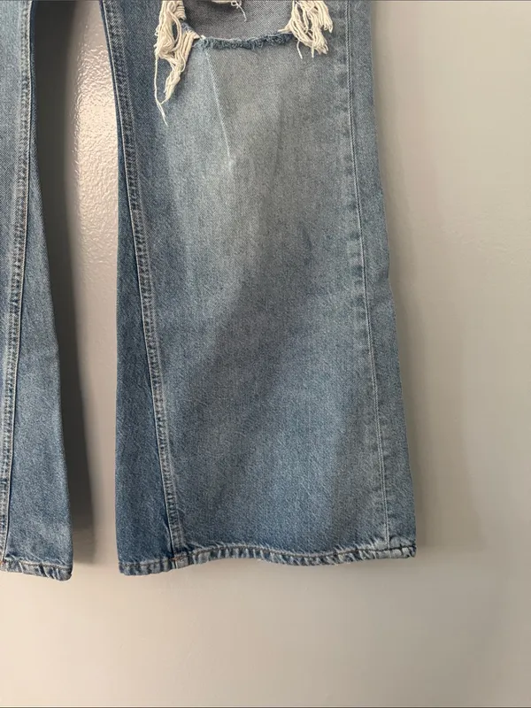 Free People We the Free Women's High Rise Flare Jeans Size 30 ButtonFly - Image 5