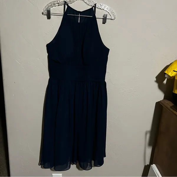 Azazie Siobhan Navy Blue Chiffon Occassion Dress‎ - Image 2
