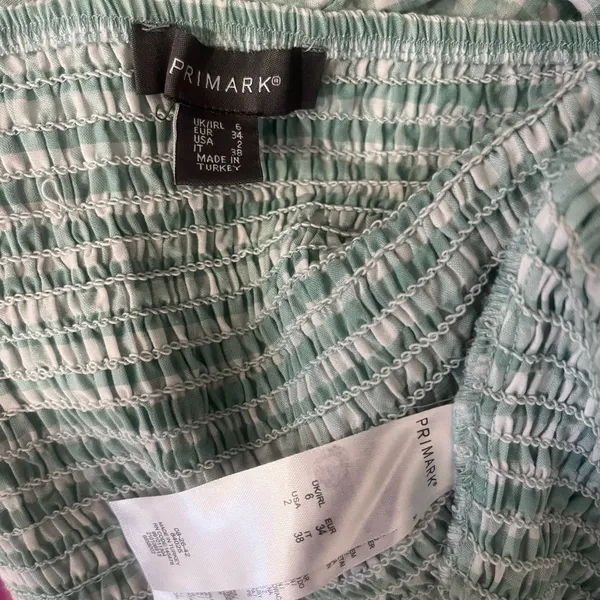Primark Gingham Green Puff Sleeve Blouse - Image 5