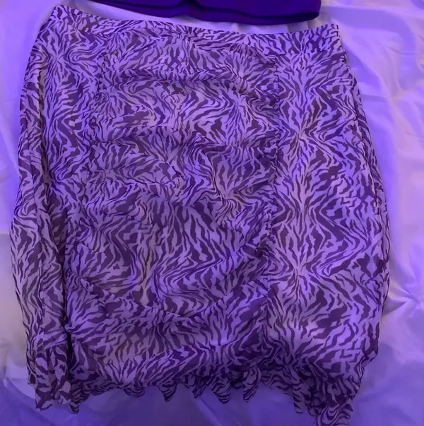 Free People Purple Zebra Ruffled Skirt - Image 3