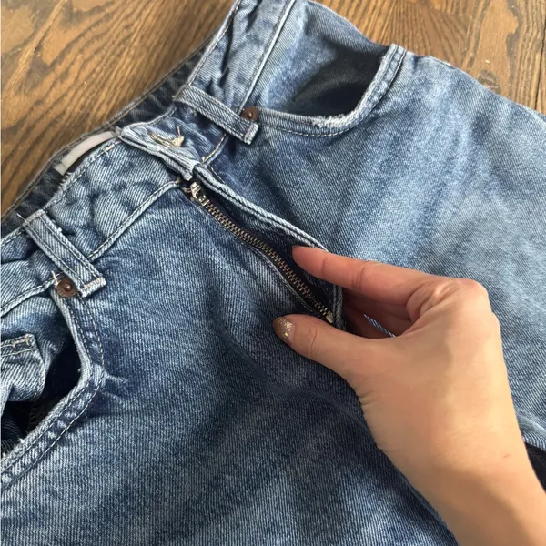 Zara high waisted mini flare rigid denim jean pants size 4, 25” Jean - Image 4