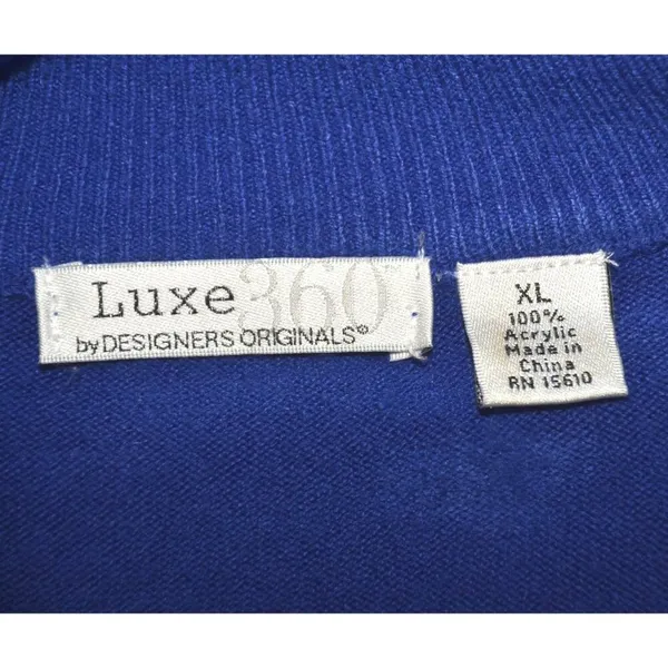 Designers Original Luxe 360 Ladies Blue Mock Neck Sweater Size XL Shoulder Zip - Image 7