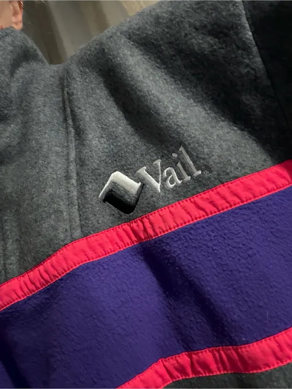 Vintage 80s 90s Fahrenheit Vail Fleece Pullover in Gray Purple Large - Image 4