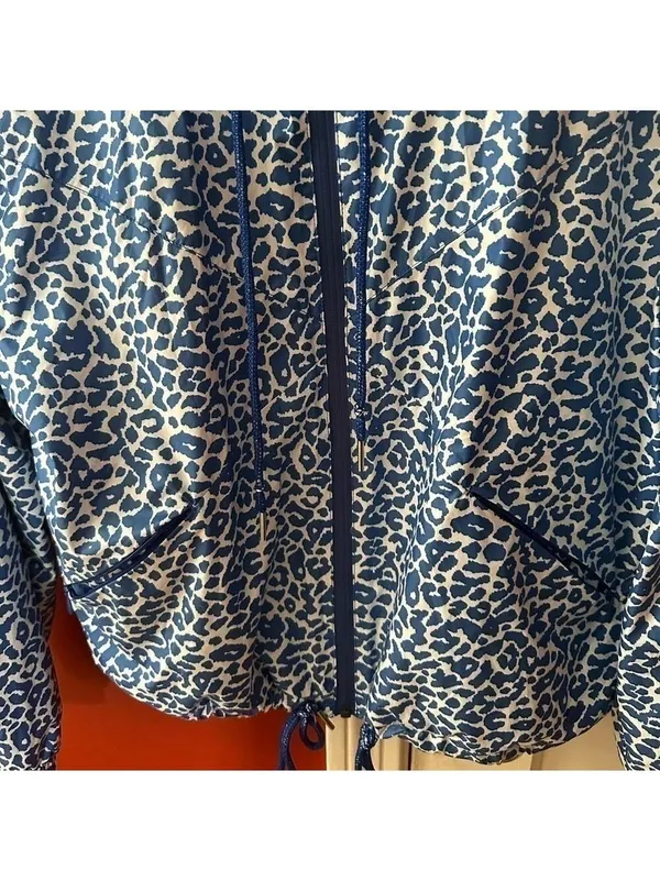Adidas NEO Blue White Animal Print Wind Breaker Zipper Jacket - Image 7