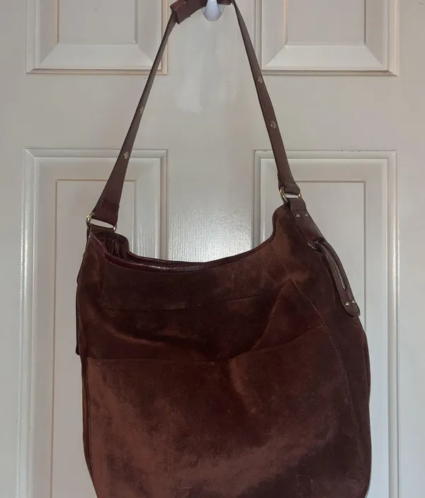 Mercedes Benz Rare Classic Brown Suede Leather Satchel Hand/Shoulder Bag - Image 2