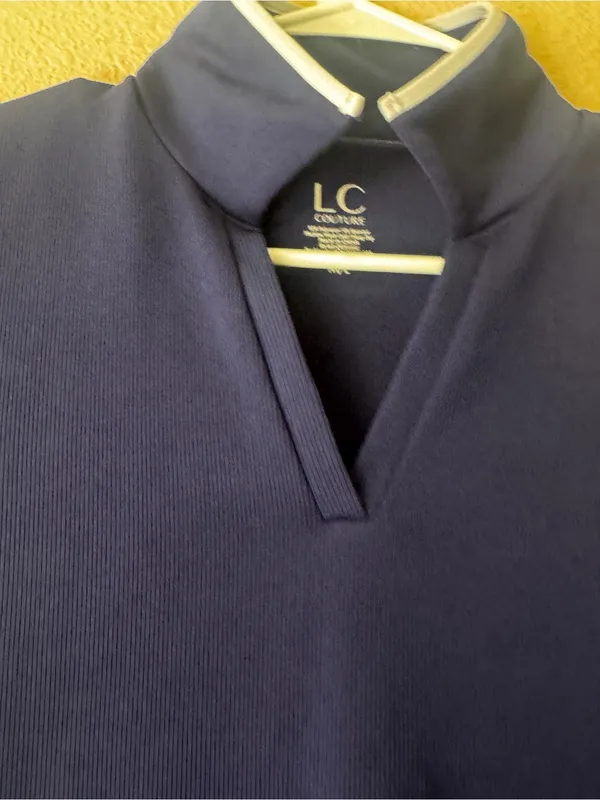 Navy Short-Sleeve Polo Top with Contrast Trim - Image 5