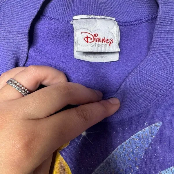 Disney Store Tinkerbell Purple Sweatshirt Vintage 90s Sparkle Small - Image 5