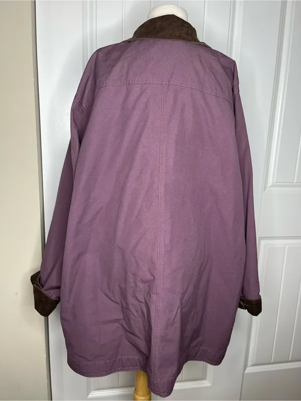 LL Bean Field Coat Barn Coat Womens Plus 3X Chore Jacket Purple Flannel Lined - Image 3