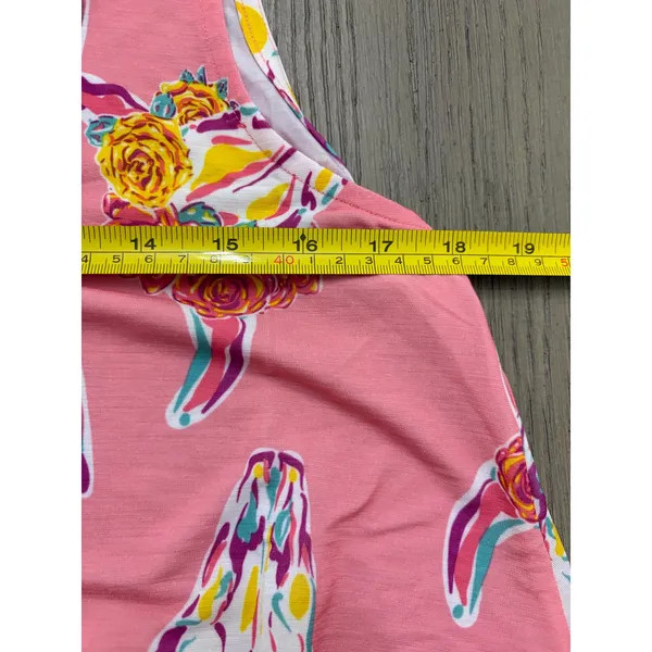 Simply Southern Pink Steer Skull Sleeveless Dress Women’s Small Pockets - Image 4