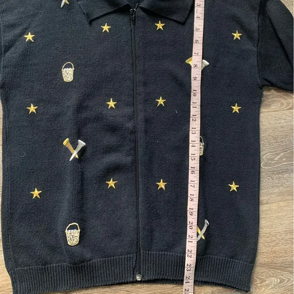 Vintage Studz Collection Black Sweater with Gold Golf Accents S - Image 6