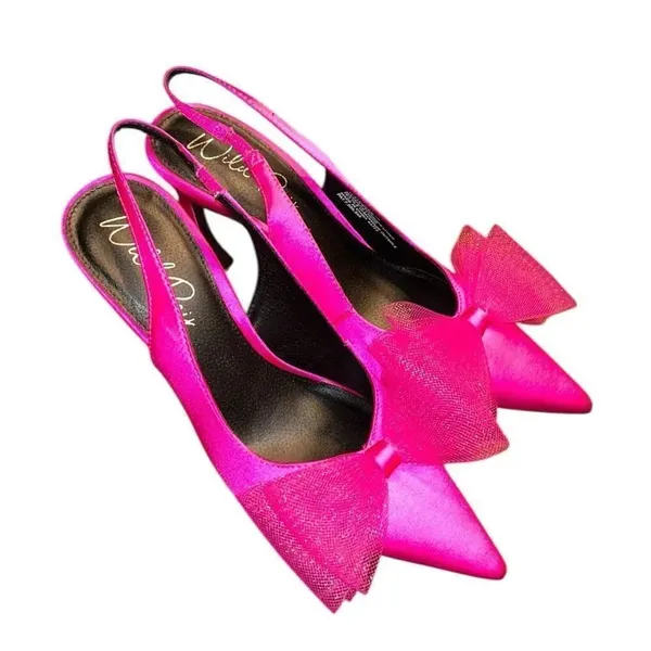 Wild Pair Pink Slingback Bow Shoe/Pumps(Size 8.5M) - Image 9