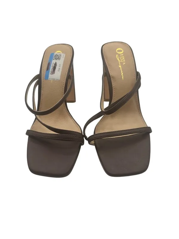 Olivia Ferguson Size 5.5 Strappy Brown Square-Toe High Heel Sandals Womens - Image 7