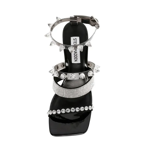 Steve Madden Lightning Rhinestone Stud Heels Black Y2K Sandals - Image 3