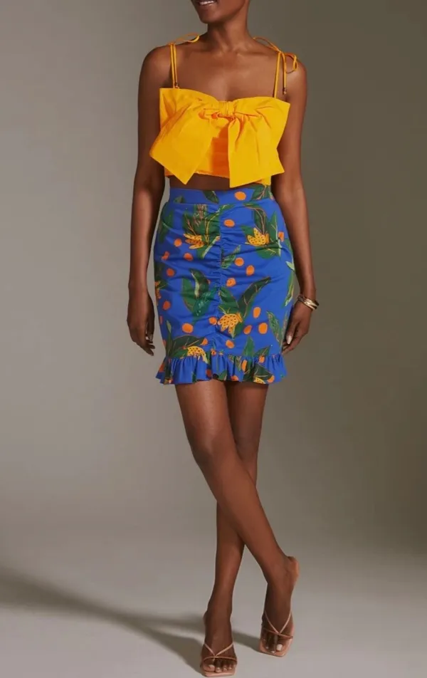 Farm Rio Tropical Print Ruched Ruffled Mini Skirt, Size XS - Image 4